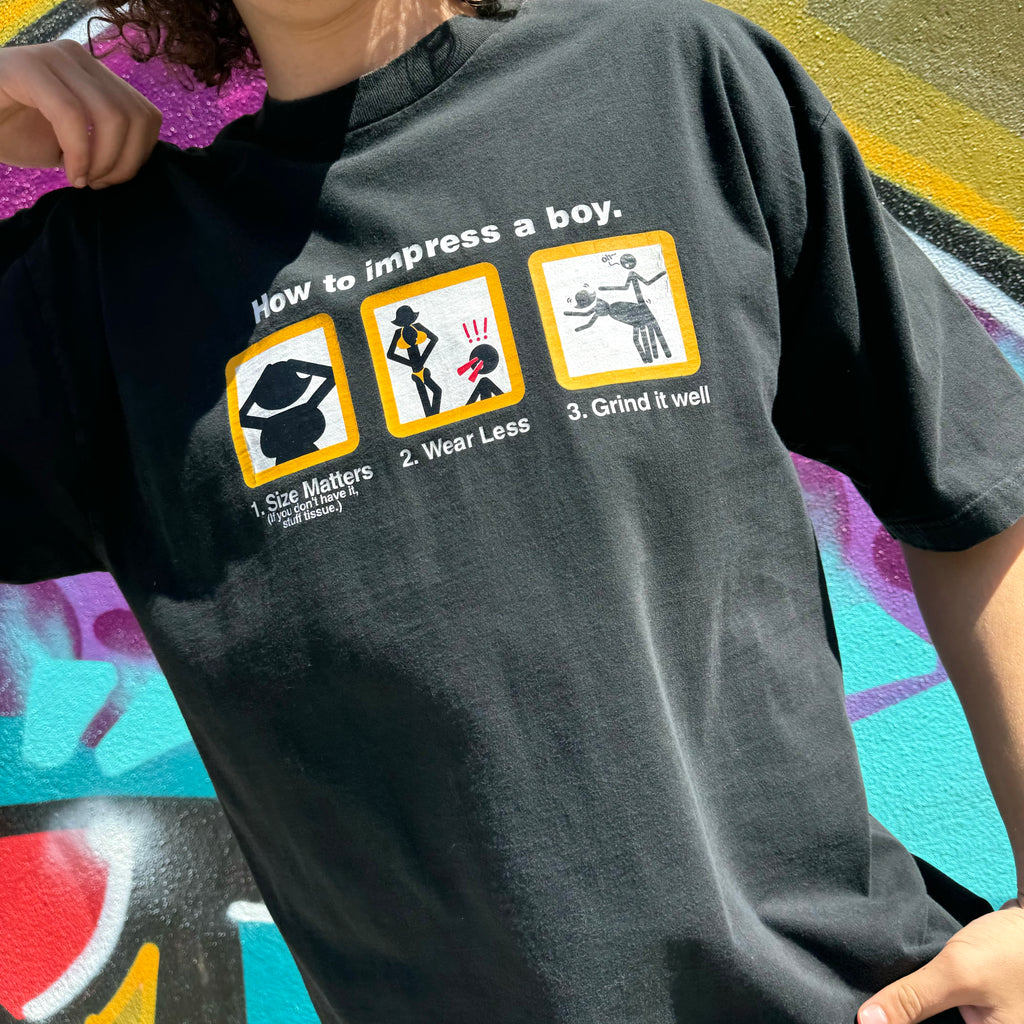 2000'S 'HOW TO IMPRESS A BOY' PARODY TEE - L/XL