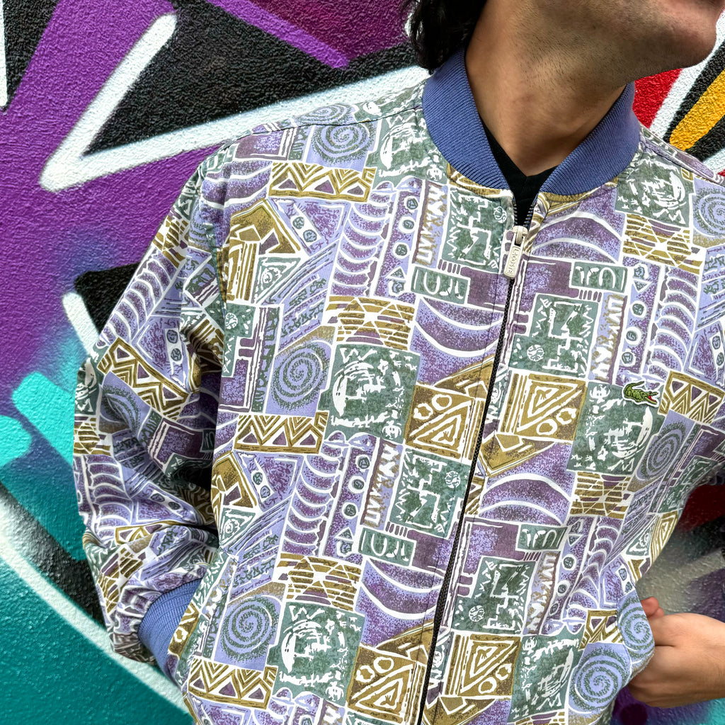 1990'S LACOSTE PATTERNED BOMBER JACKET - M