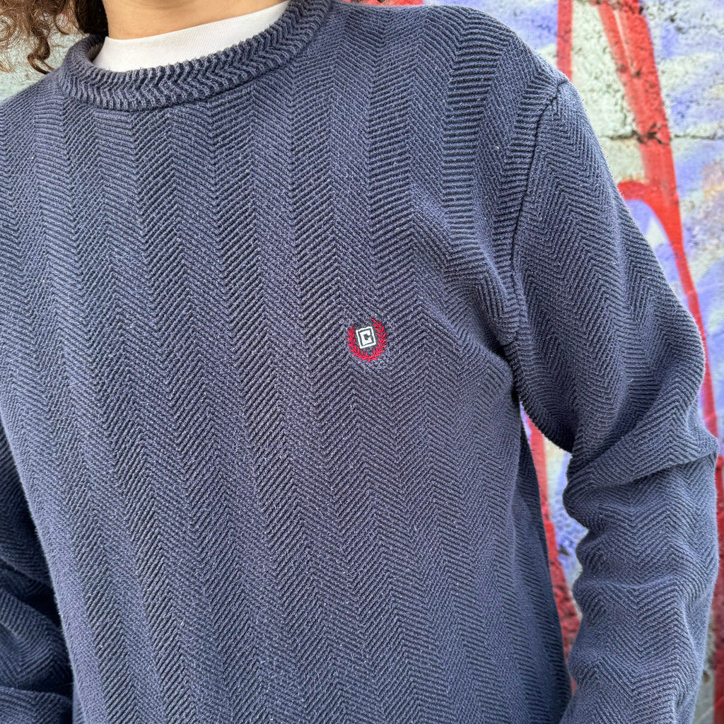 2000'S CHAPS CREST KNIT SWEATER - L