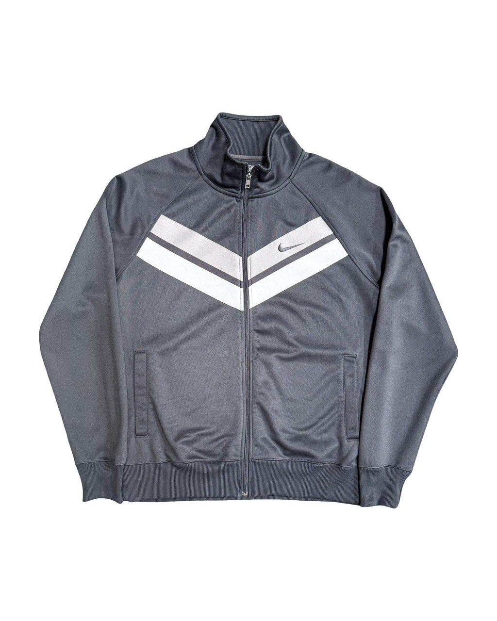 2000'S NIKE V-STRIPE EMBROIDERED TRACK JACKET - L