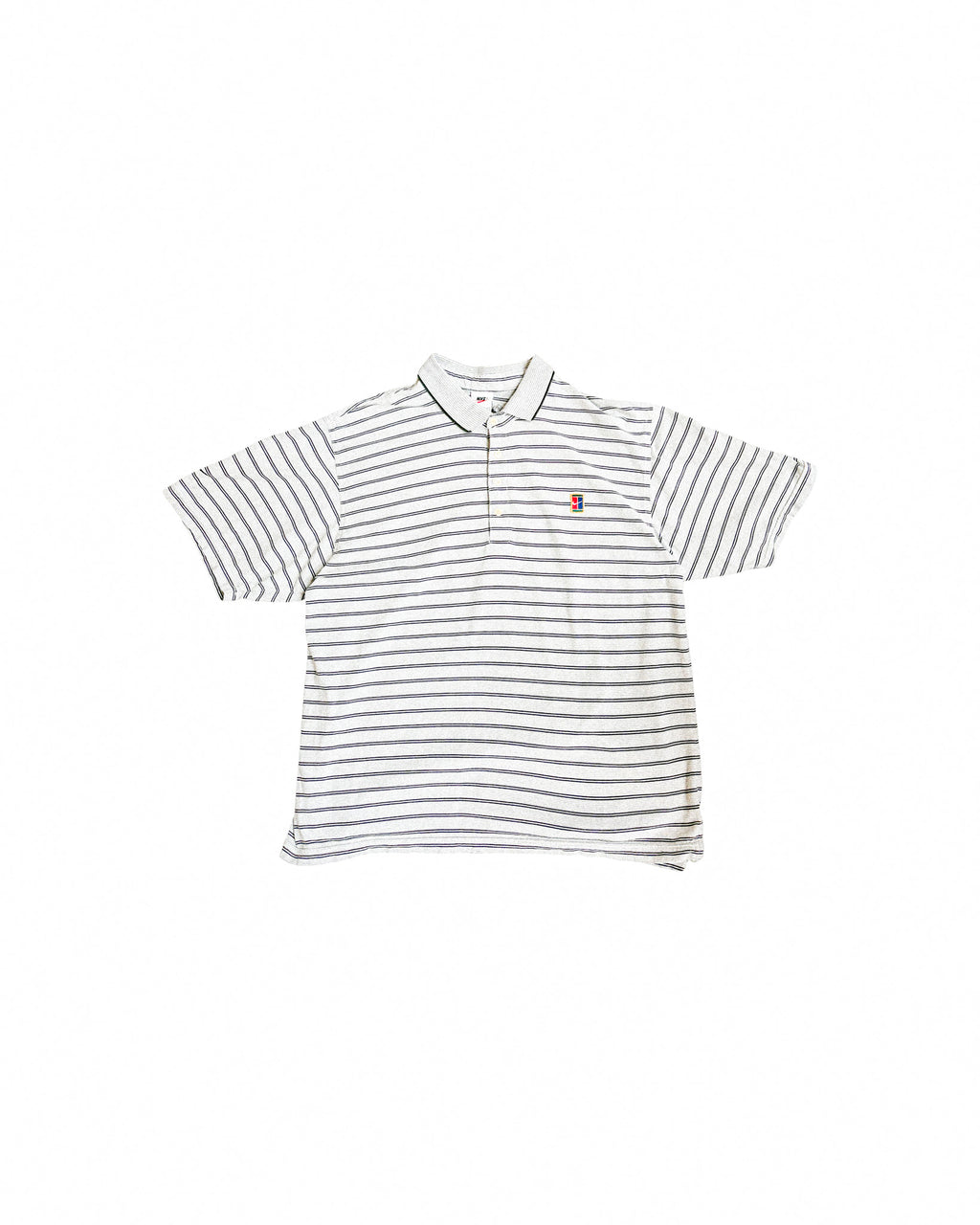 1990'S NIKE CHALLENGE COURT STRIPED POLO SHIRT - L/XL