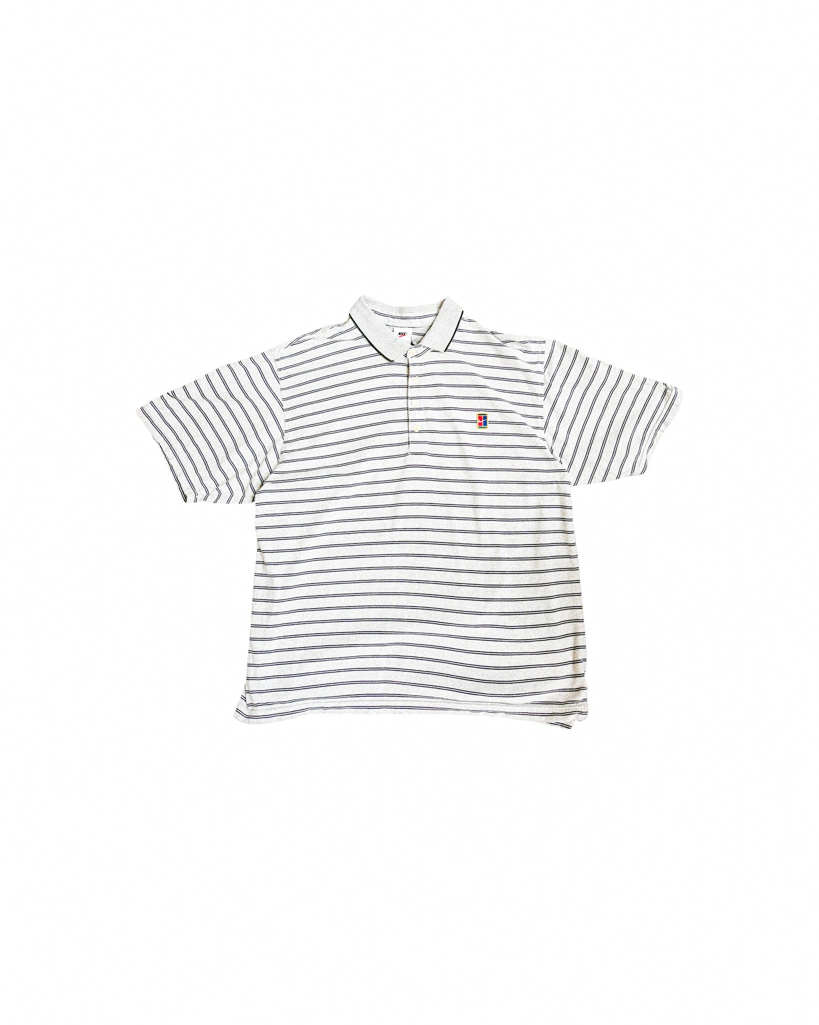 1990'S NIKE CHALLENGE COURT STRIPED POLO SHIRT - L/XL