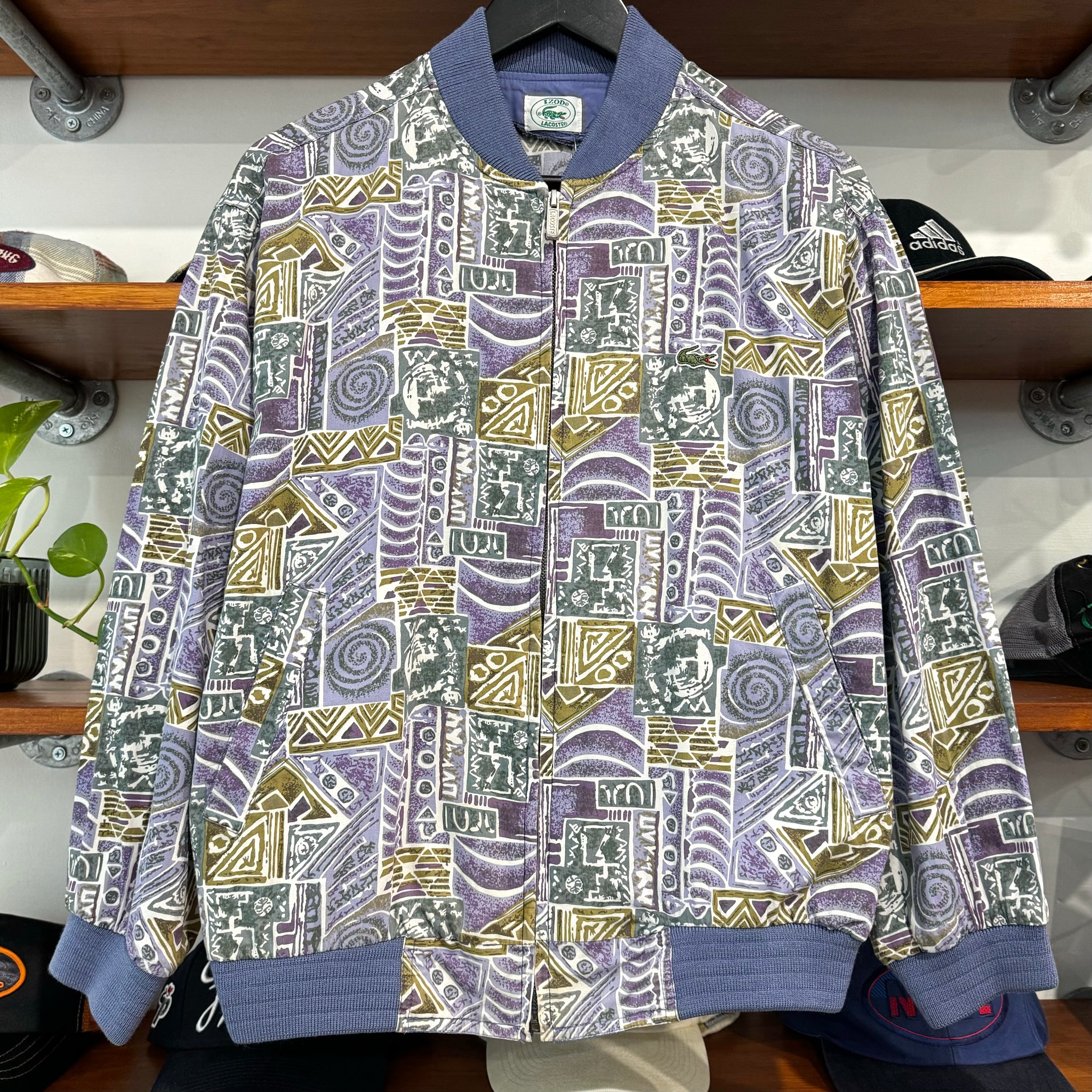 1990'S LACOSTE PATTERNED BOMBER JACKET - M