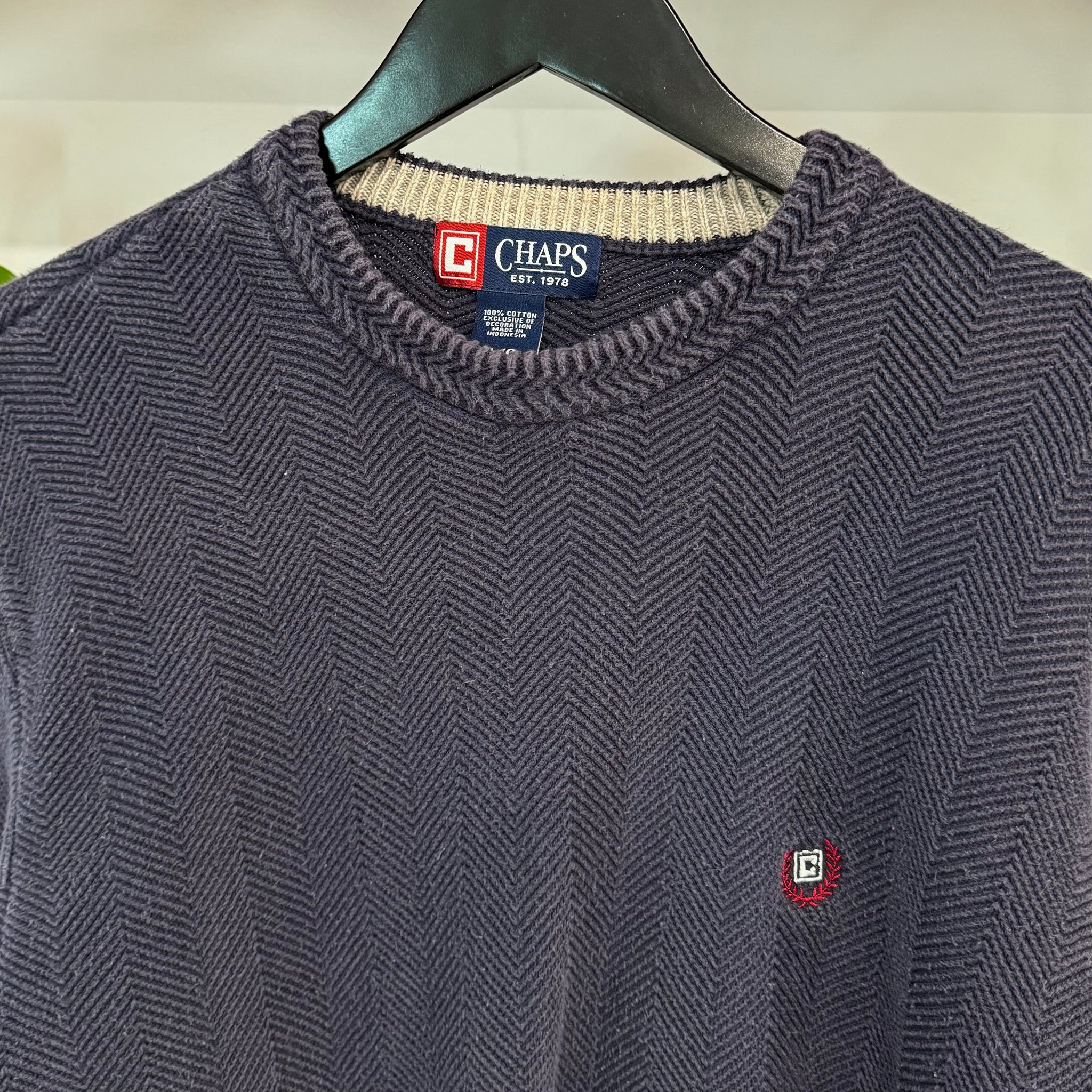 2000'S CHAPS CREST KNIT SWEATER - L