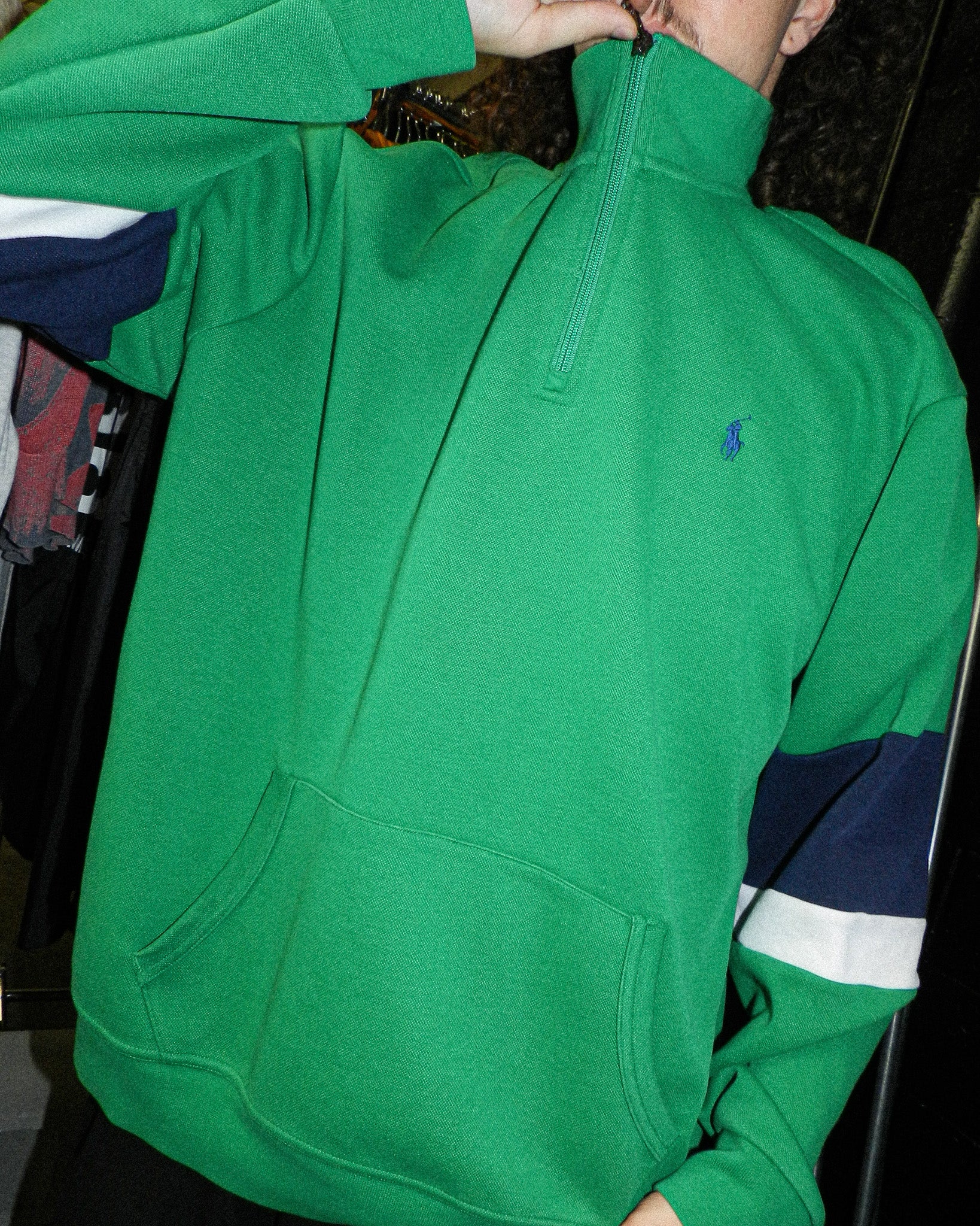 2000'S POLO RALPH LAUREN EMBROIDERED 1/4 ZIP SWEATSHIRT - XXL