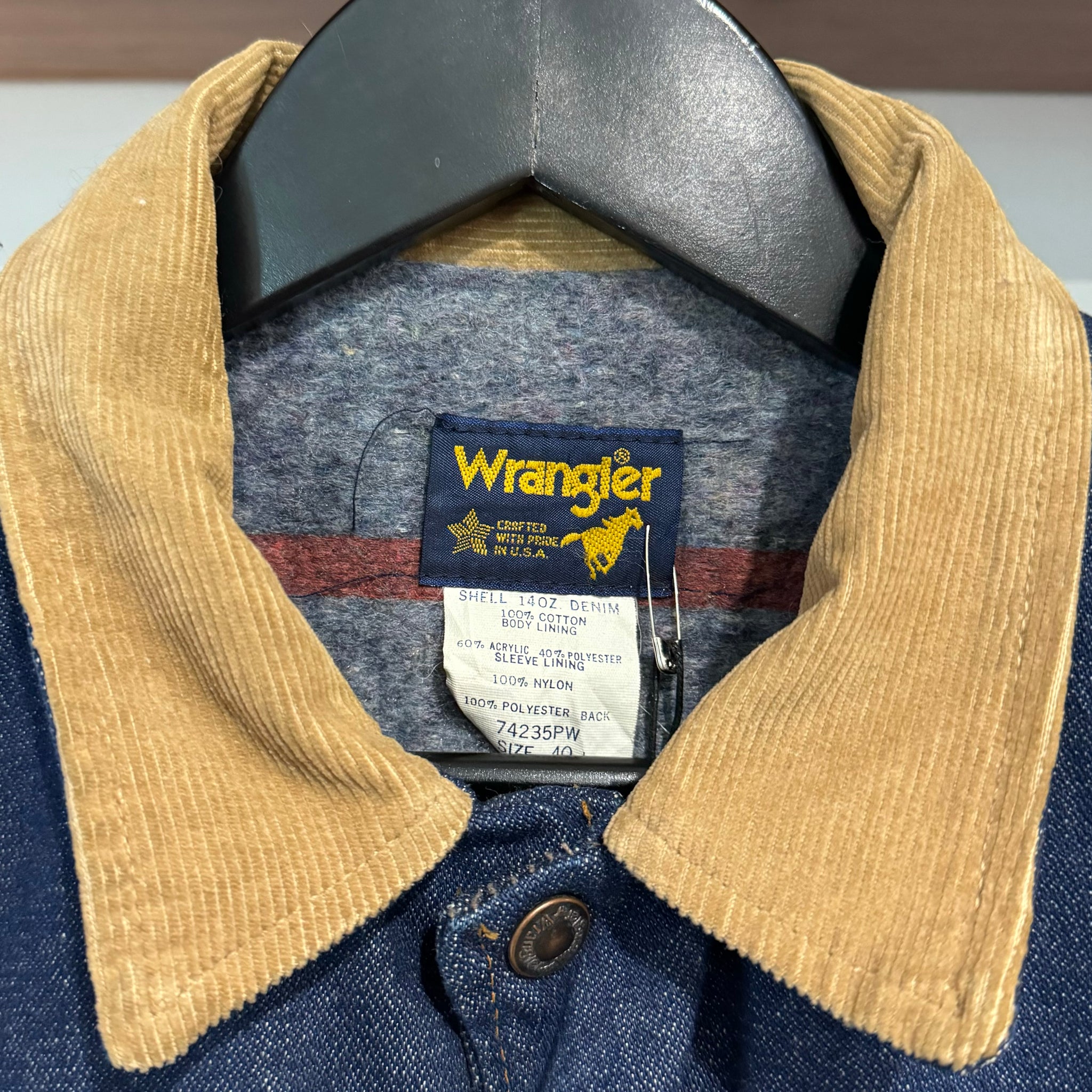 1990'S WRANGLER COTTON LINED DENIM JACKET - M/L