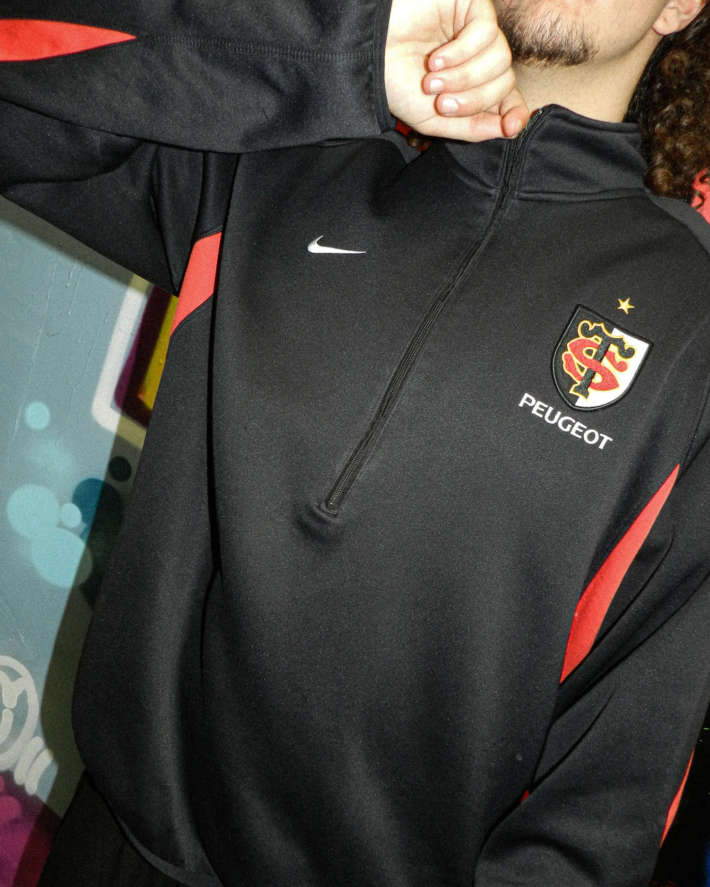 2000'S NIKE PEUGEOT 1/4 ZIP TRACK JACKET - L