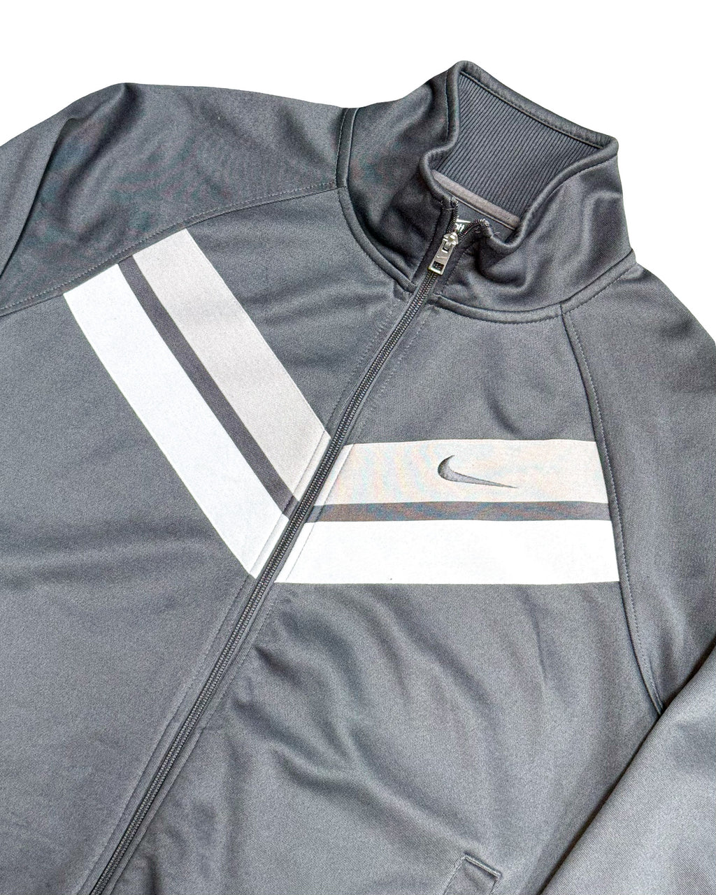 2000'S NIKE V-STRIPE EMBROIDERED TRACK JACKET - L