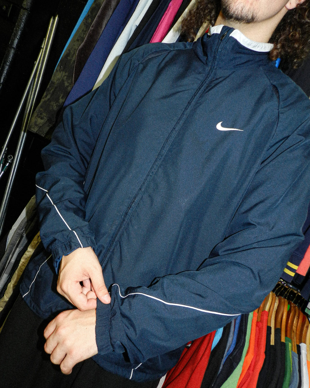2000'S NIKE DRI-FIT EMBROIDERED SPRAY JACKET - L