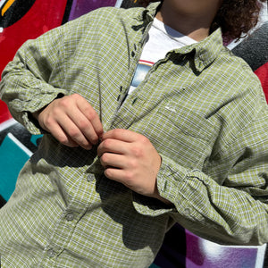 2000'S QUIKSILVER PLAID BUTTON UP - L/XL