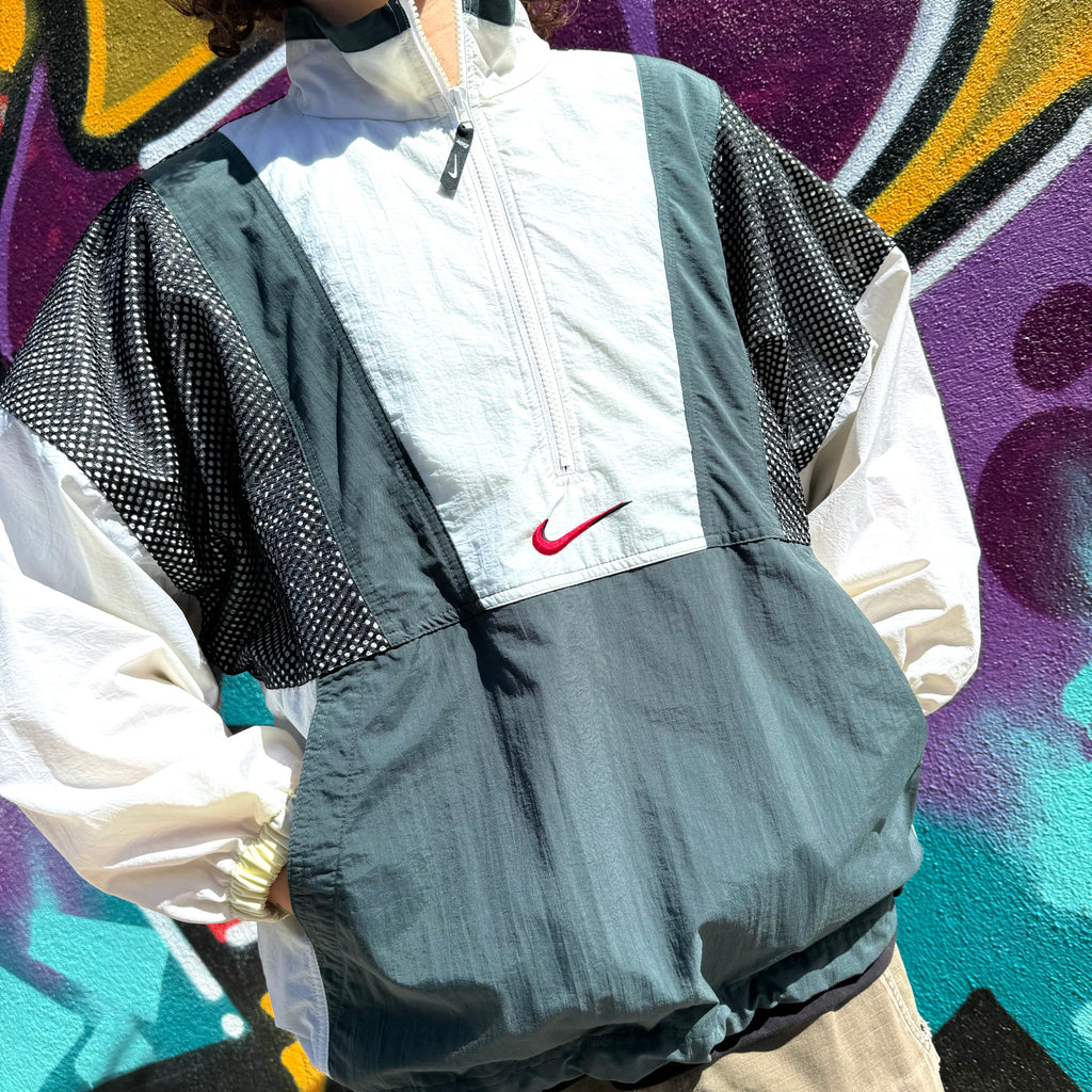 1990'S NIKE SWOOSH 1/4 ZIP JACKET - L