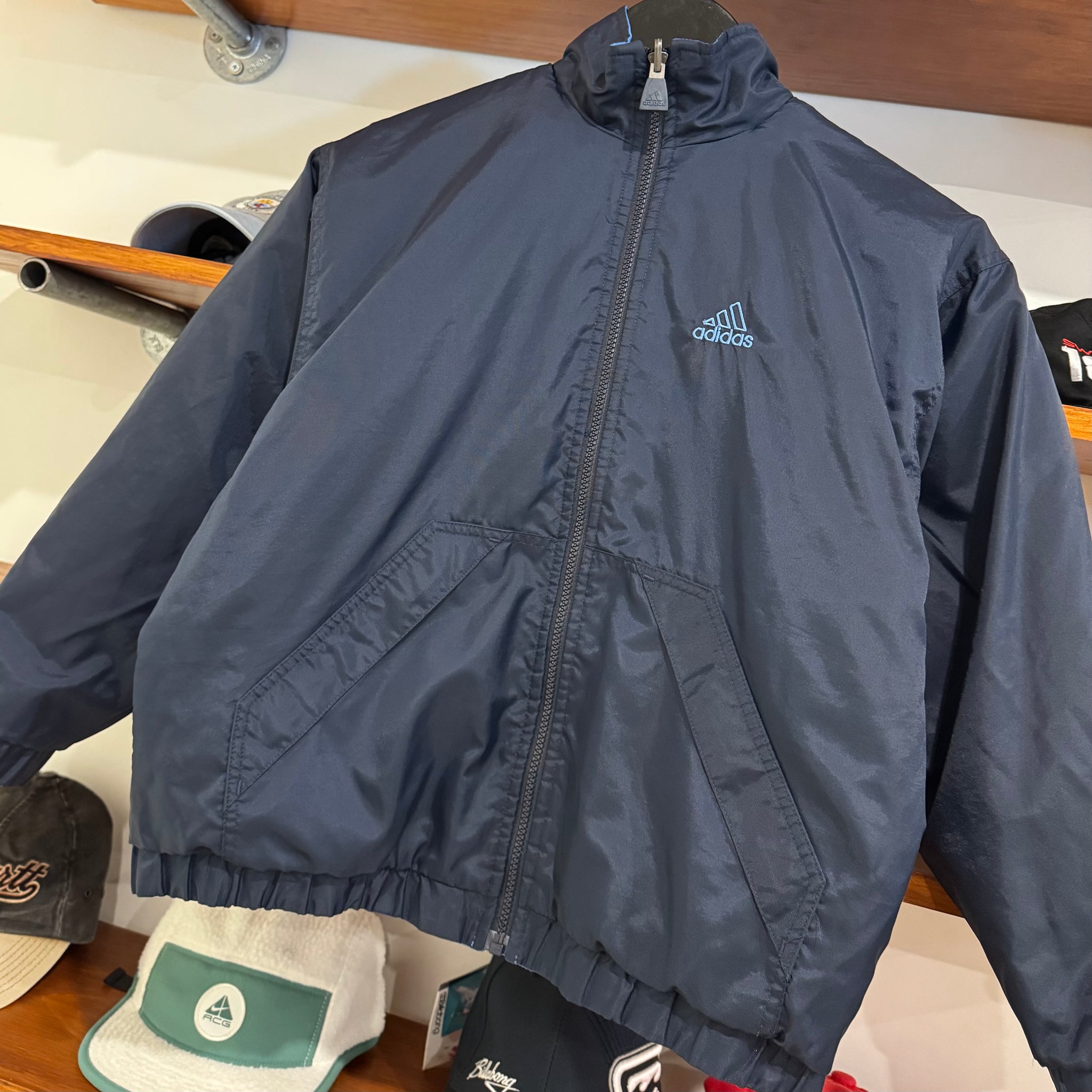 1990'S ADIDAS 3-STRIPE REVERSIBLE PUFFER JACKET - XS