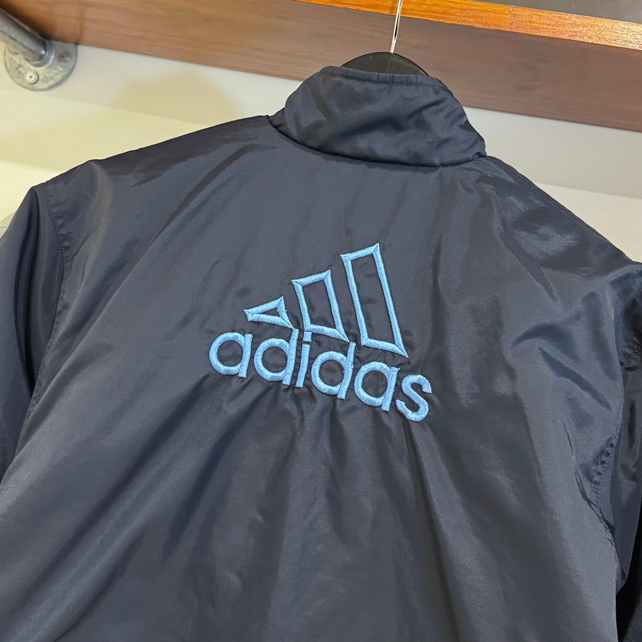 1990'S ADIDAS 3-STRIPE REVERSIBLE PUFFER JACKET - XS
