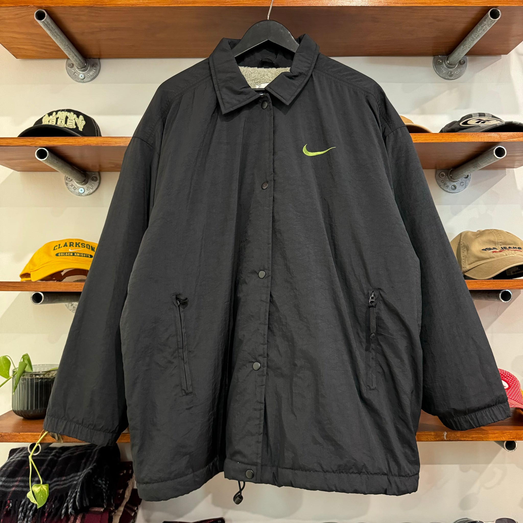 1990'S NIKE SPELLOUT BUTTON UP JACKET - L/XL