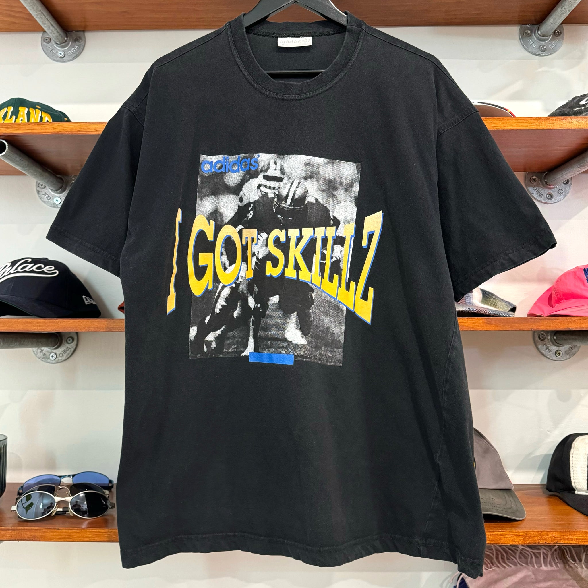 1990'S ADIDAS "I GOT SKILLZ" GRAPHIC TEE - L/XL