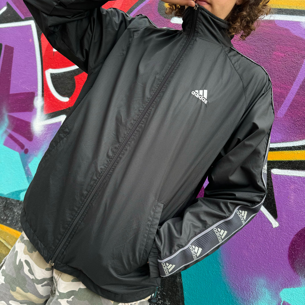 2000'S ADIDAS LOGO EMBROIDERED WINDBREAKER JACKET - L