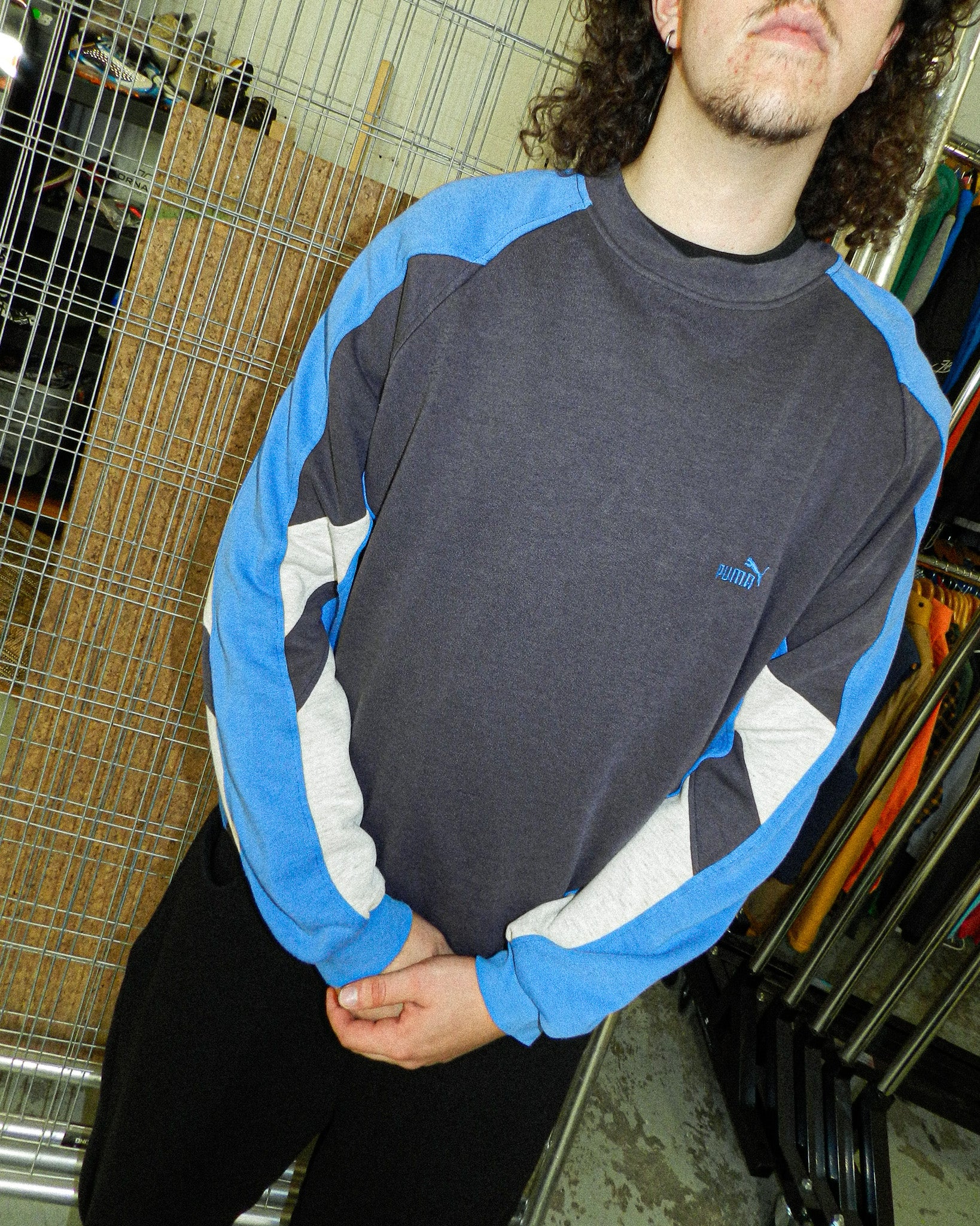 1990'S PUMA EMBROIDERED PANELS SWEATSHIRT - L