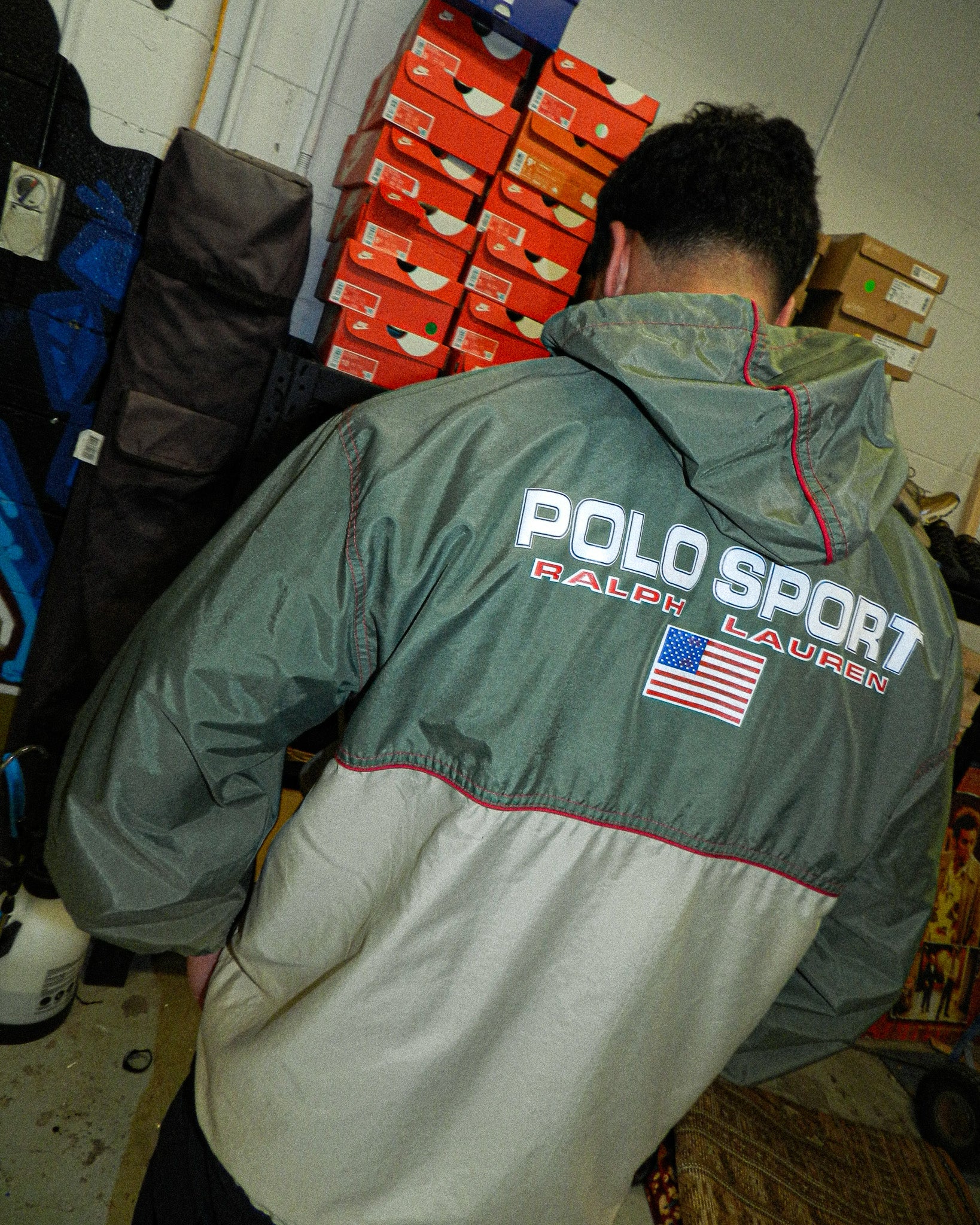 1990'S RALPH LAUREN POLO SPORT TWO-TONE 1/4 ZIP JACKET - L