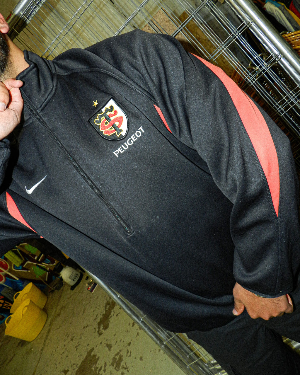 2000'S NIKE STADE TOULOUSAIN RUGBY UNION 1/4 ZIP JACKET - L