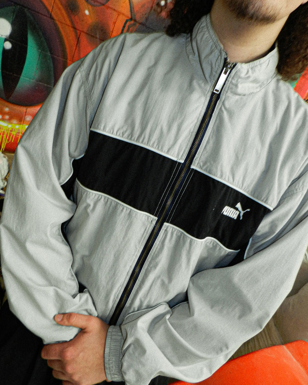 2000'S PUMA EMBROIDERED PANELS JACKET - L
