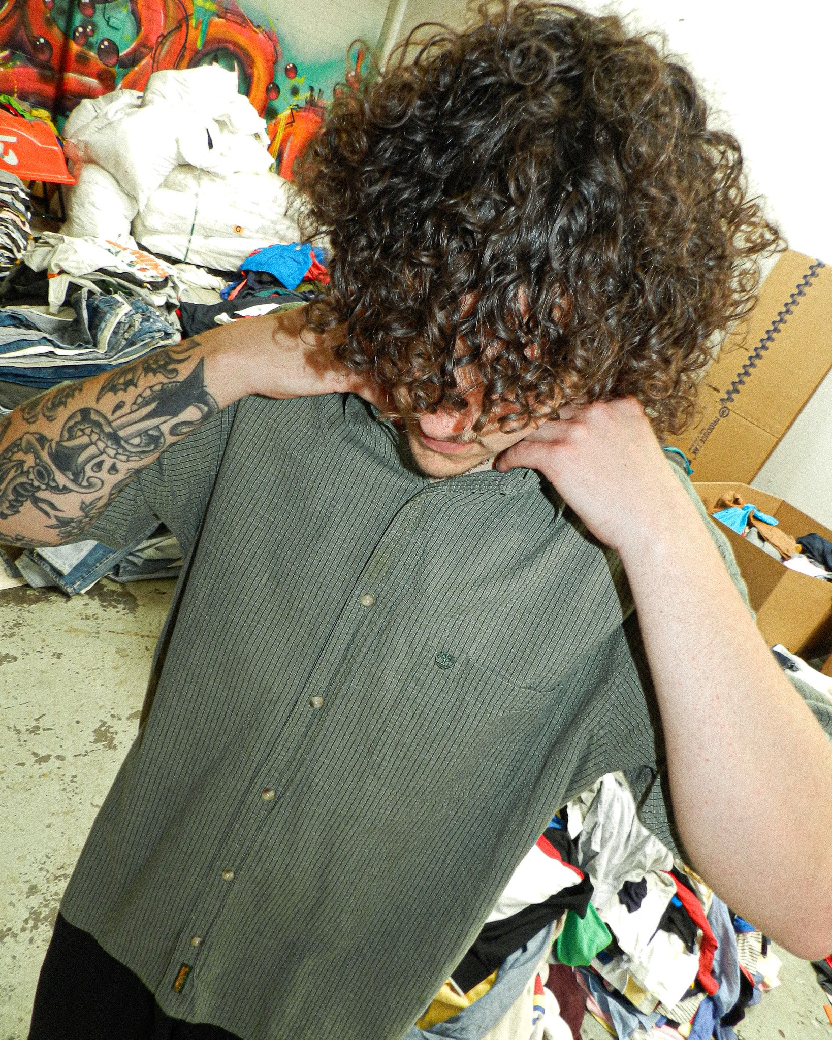 2000'S TIMBERLAND CHECKERED BUTTON-UP - XL