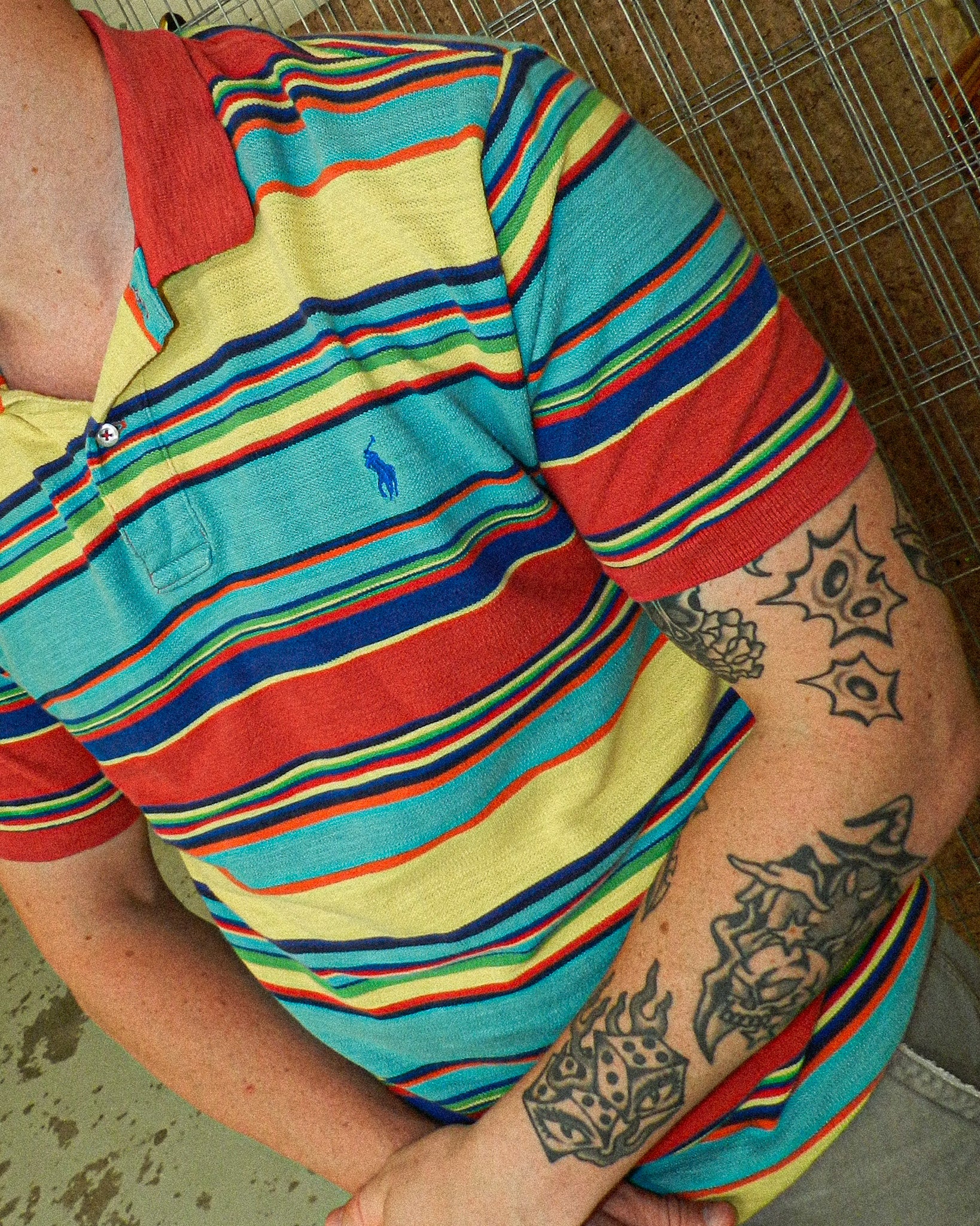 2000'S POLO RALPH LAUREN MULTICOLORED POLO SHIRT - L