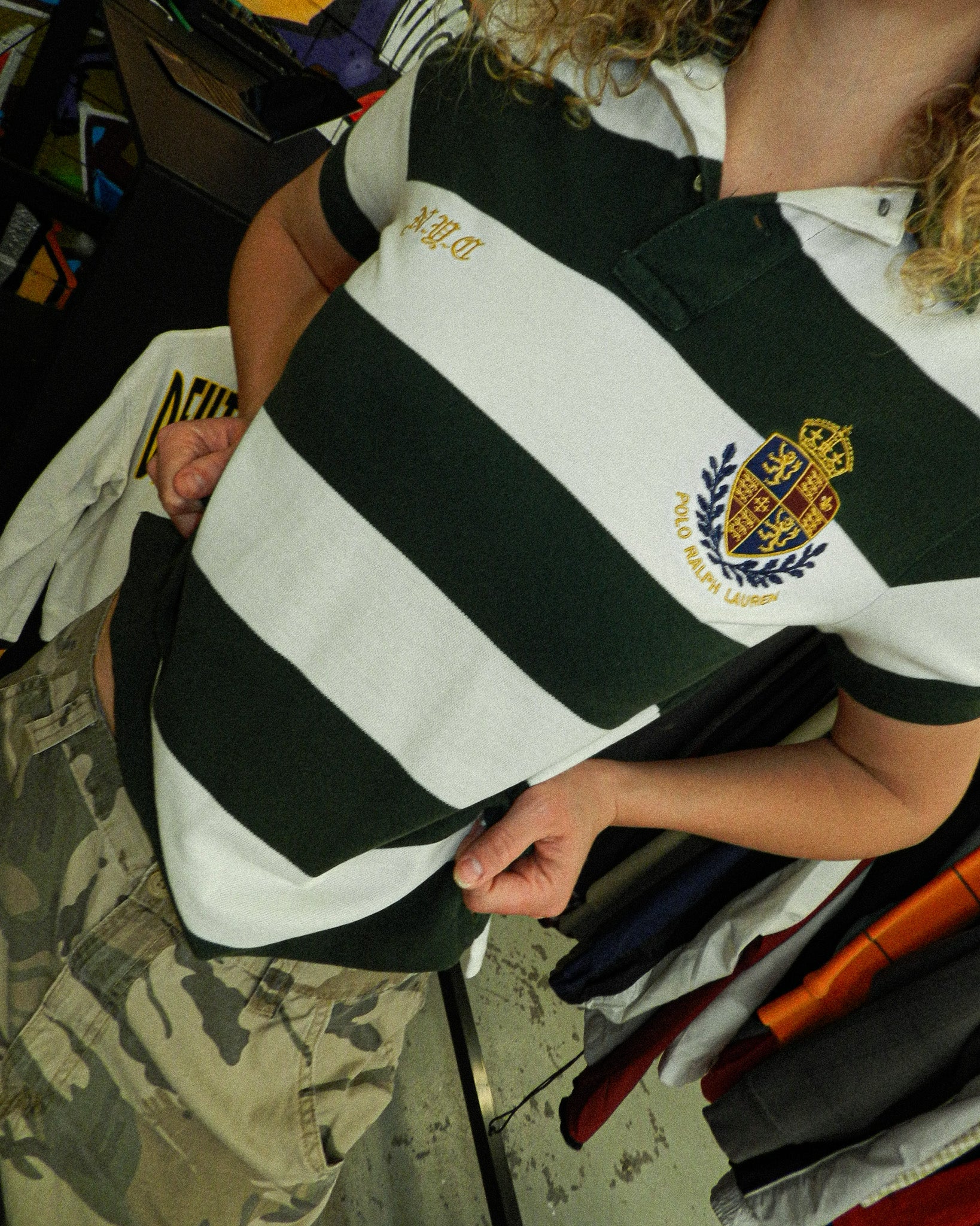 2000'S POLO RALPH LAUREN STRIPED POLO SHIRT - M