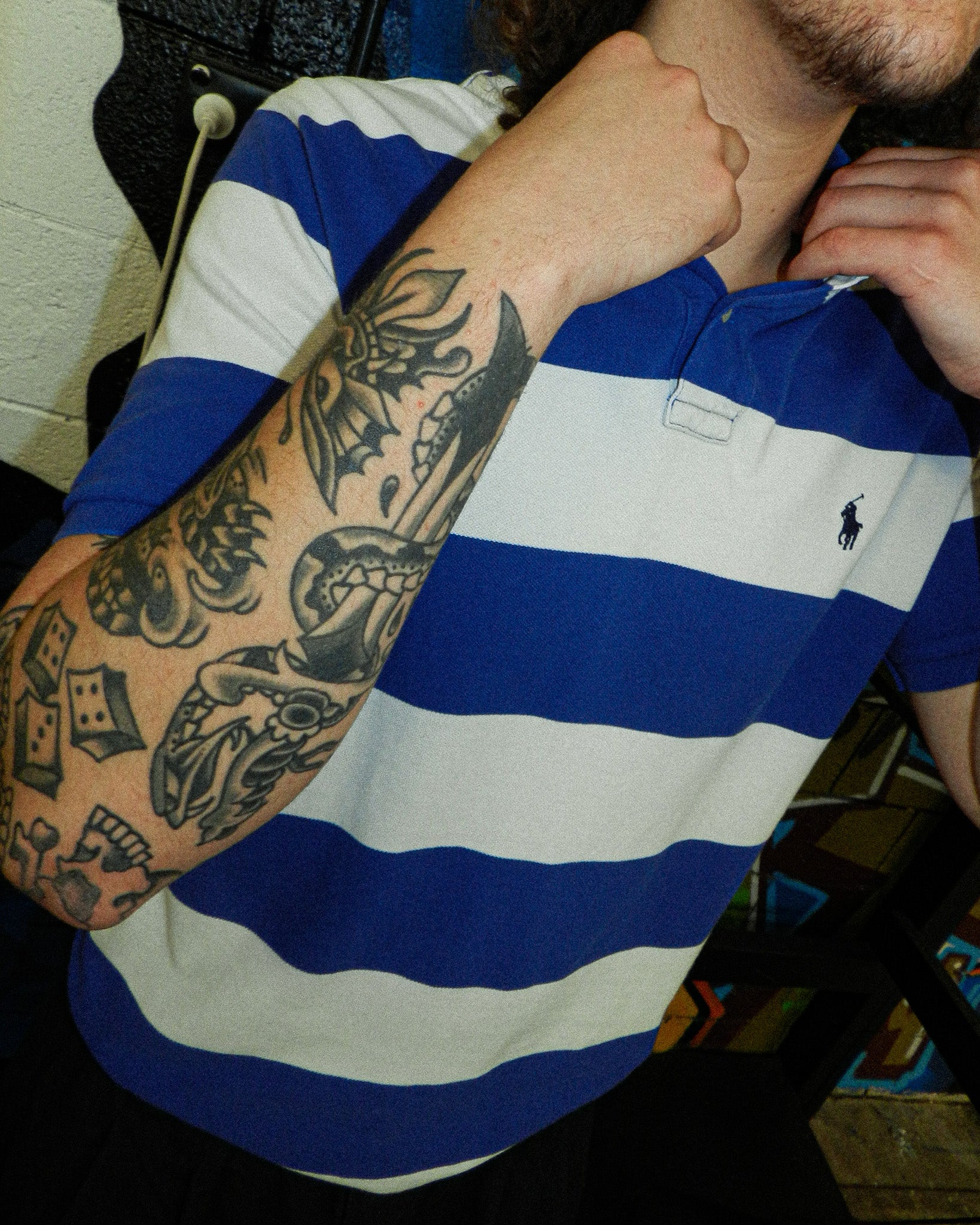 2000'S POLO RALPH LAUREN STRIPED POLO SHIRT - M/L