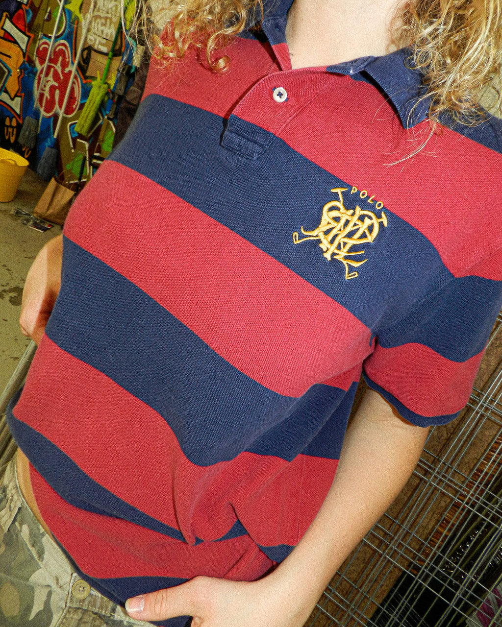 2000'S POLO RALPH LAUREN STRIPED POLO SHIRT - L
