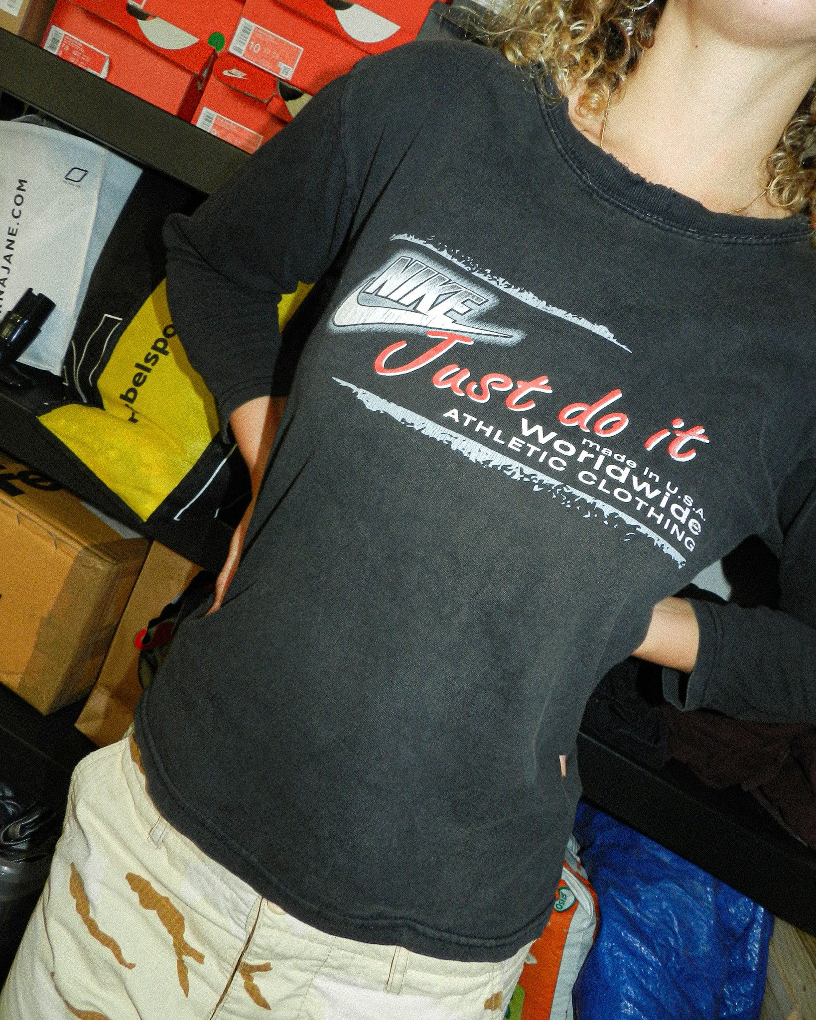 1990'S NIKE 'JUST DO IT' GRAPHIC LONG SLEEVE TEE - S