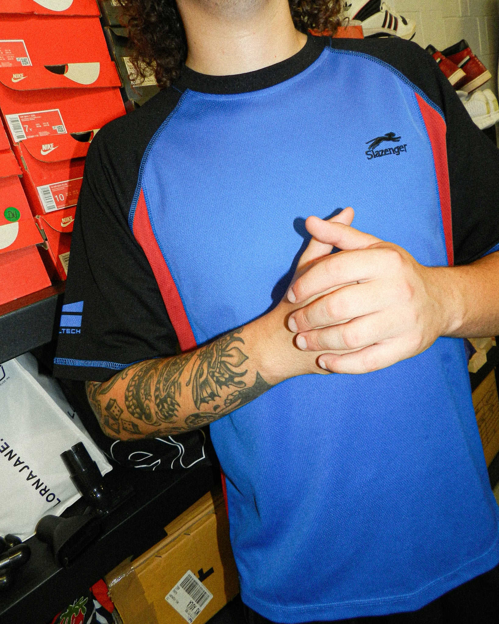 2000'S SLAZENGER TRI-TONE ATHLETIC TEE - L