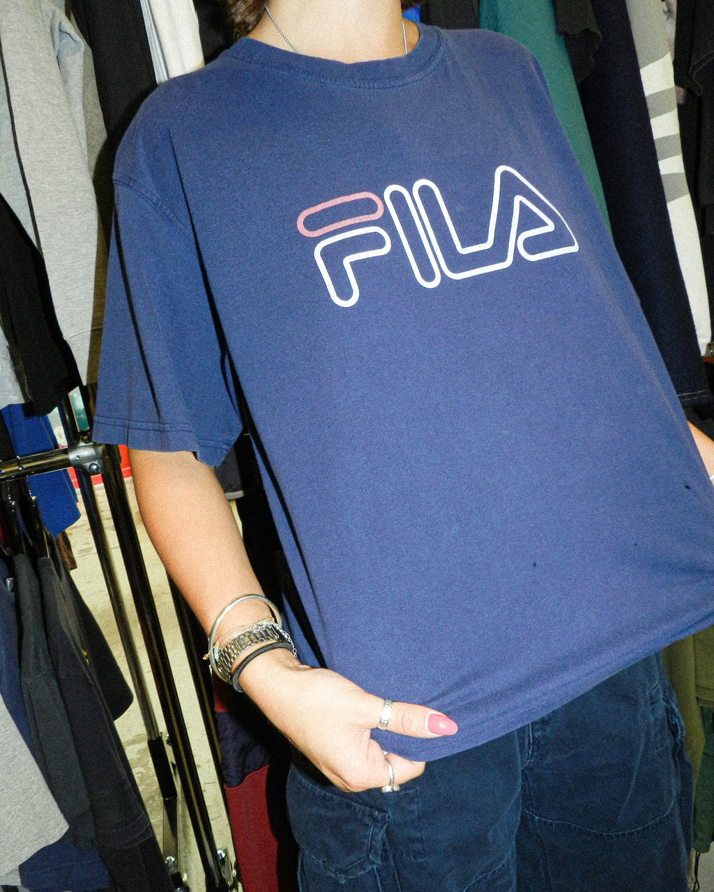 2000'S FILA SPELL OUT GRAPHIC TEE - M