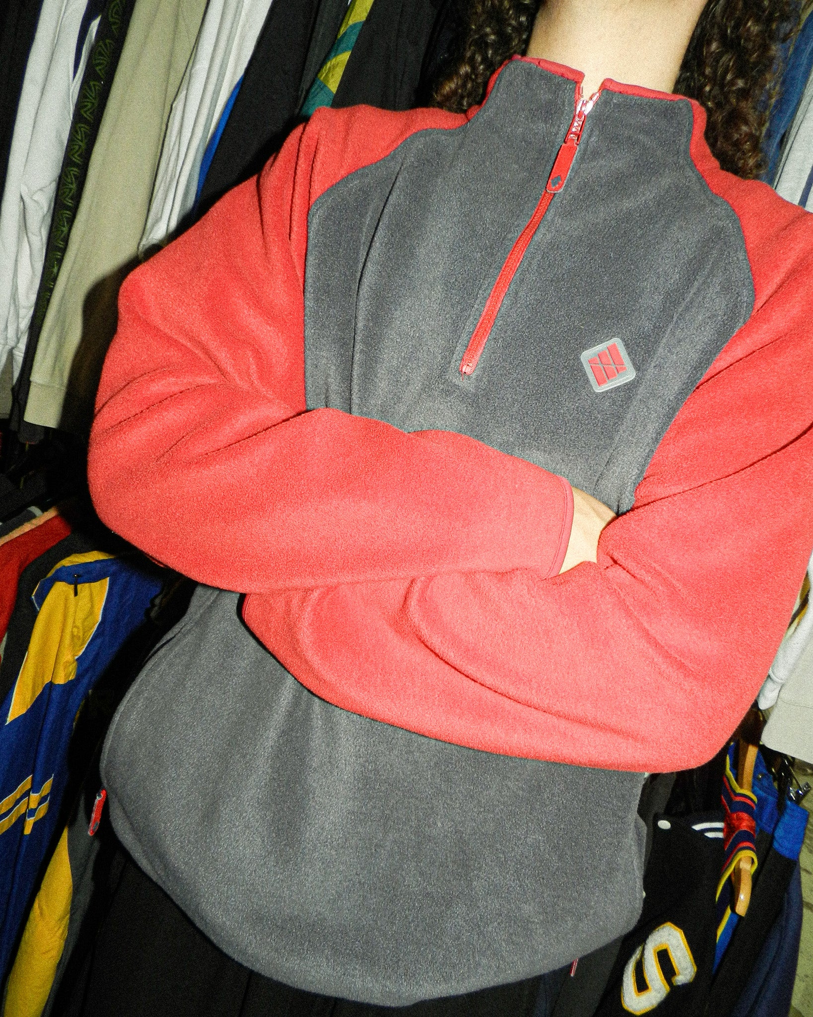 2000'S ADIDAS TWO-TONE 1/4 ZIP FLEECE - XXL