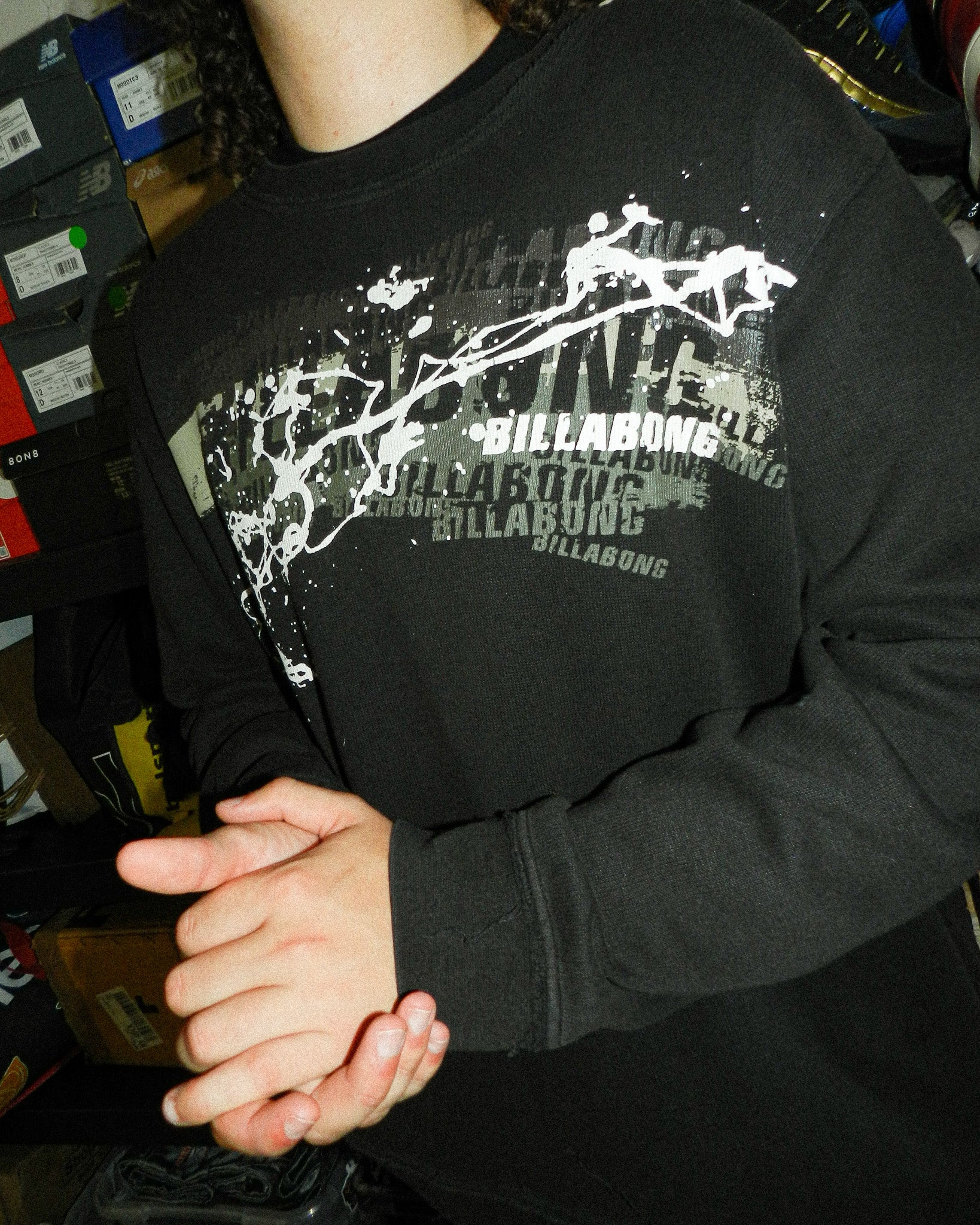 2000'S BILLABONG PAINT SPLAT SWEATSHIRT - L