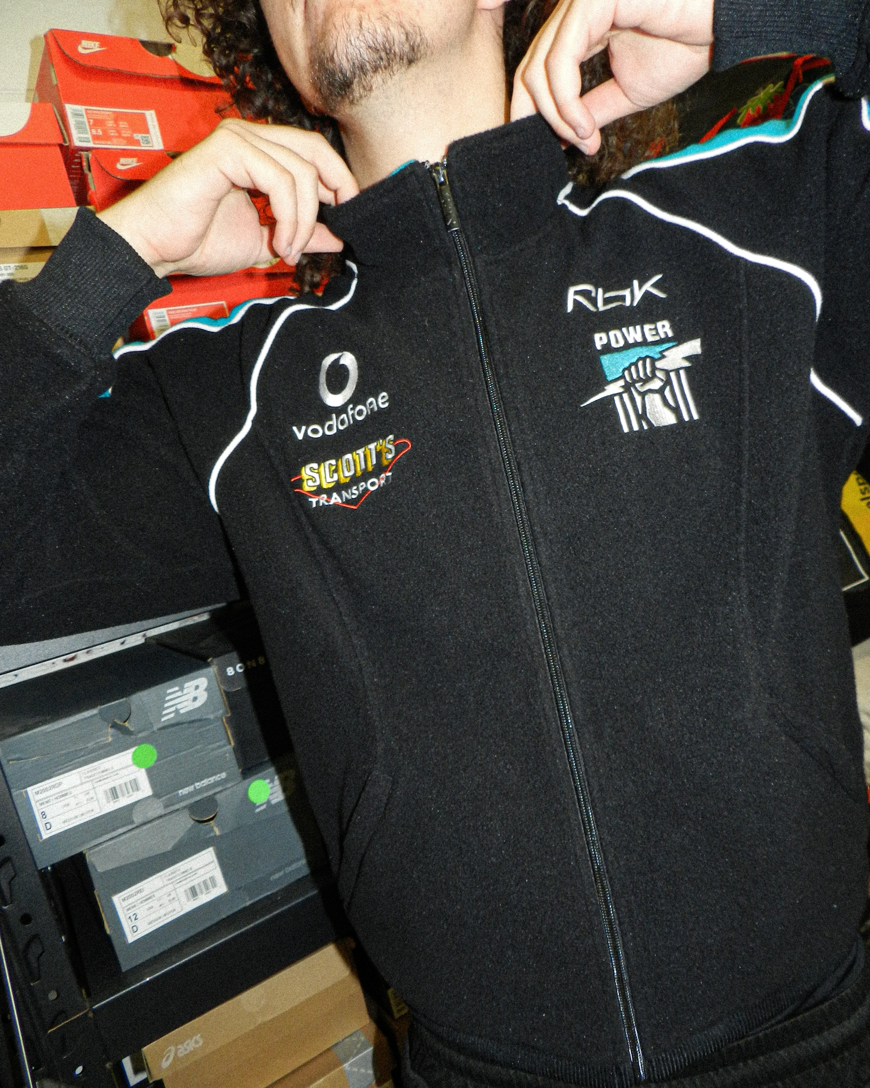 2000'S REEBOK PORT ADELAIDE FLEECE JACKET - M