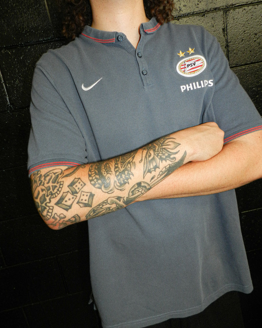 2000'S NIKE 'PSV' EMBROIDED POLO SHIRT - L