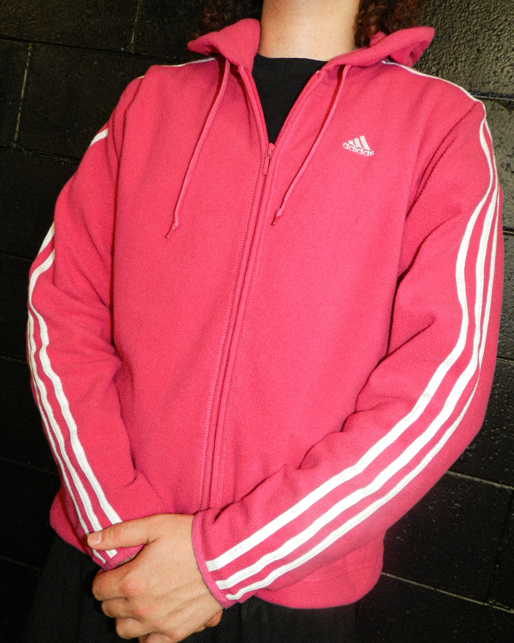 2000'S ADIDAS 3-STRIPE FLEECE ZIP UP JACKET - M/L