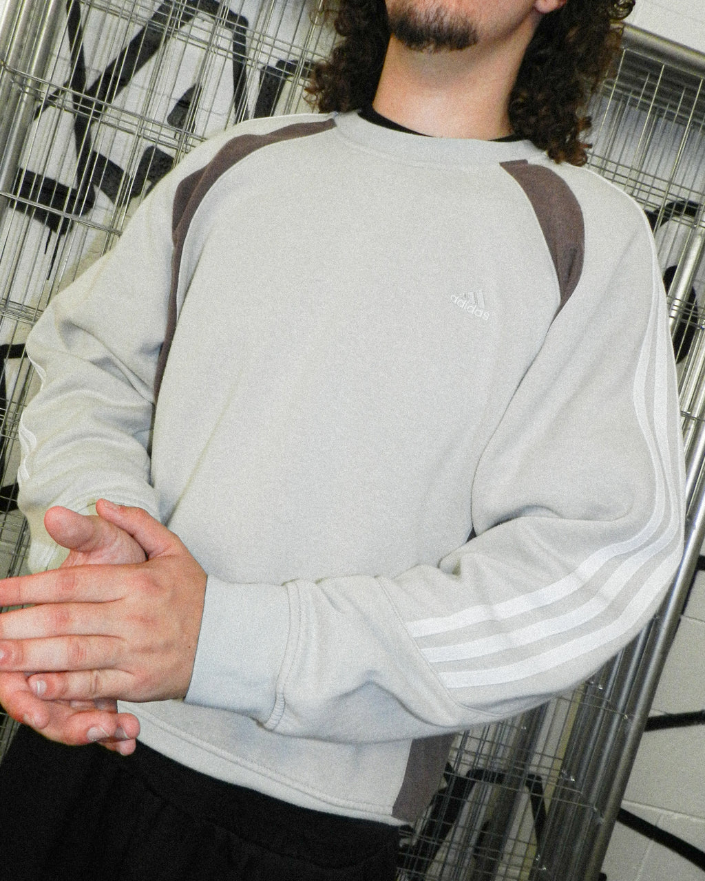 2000'S ADIDAS TWO TONE EMBROIDERED SWEATSHIRT - L