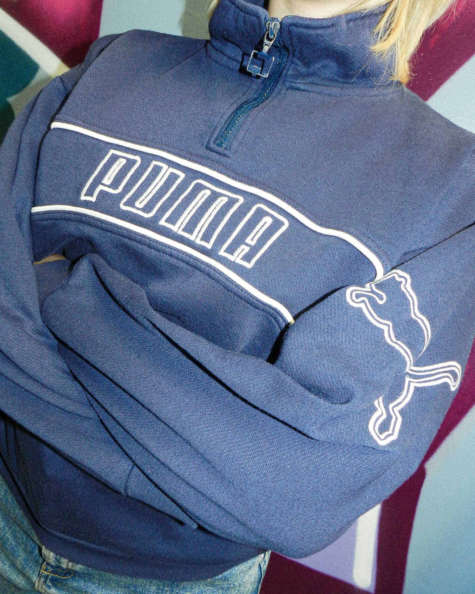2000'S PUMA SPELL OUT 1/4 ZIP SWEATSHIRT - S/M