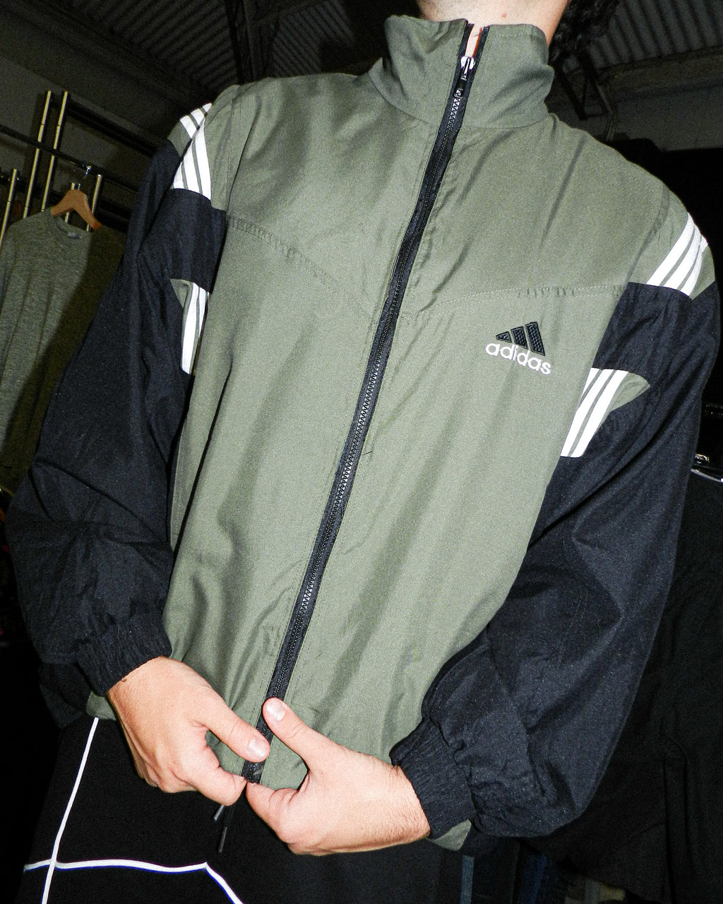 2000'S ADIDAS 3-STRIPE PANELS WINDBREAKER - XL