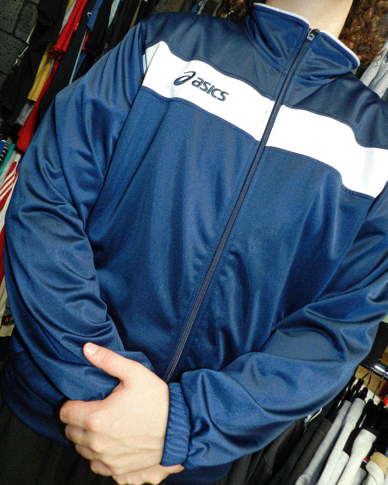 2000'S ASICS LOGO EMBROIDERED TRACK JACKET - L