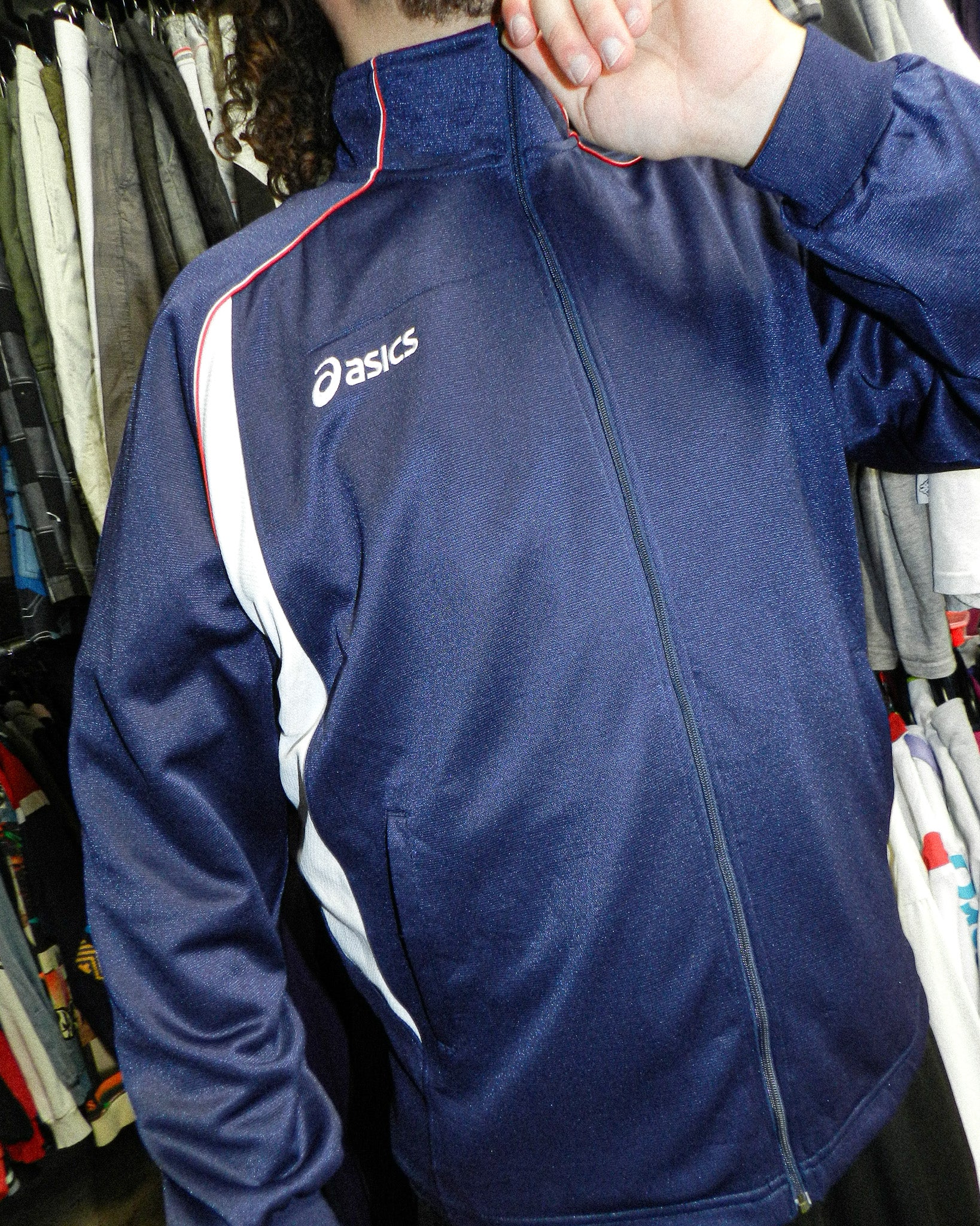 2000'S ASICS TWO TONE EMBROIDERED TRACK JACKET - L