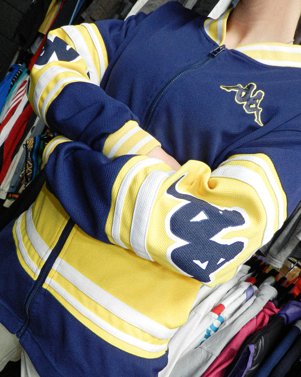 1990'S KAPPA TWO-TONE EMBROIDERED ZIP UP JACKET - M