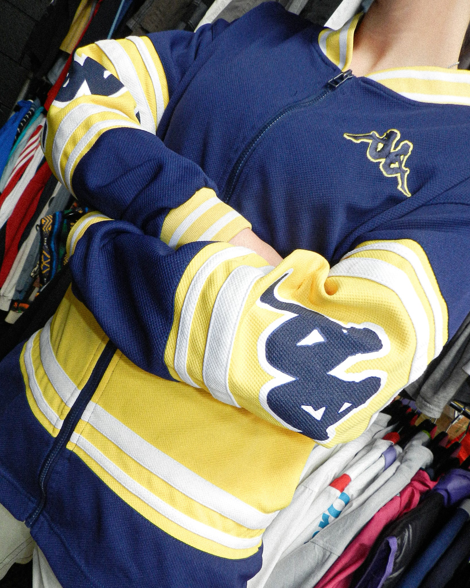 1990'S KAPPA TWO-TONE EMBROIDERED ZIP UP JACKET - M