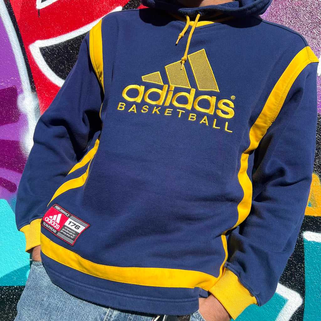 2000'S ADIDAS BASKETBALL EMBROIDERED HOODIE - M