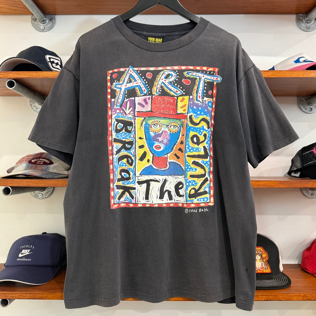 1990'S FRED BABB 'BREAK THE RULES' ART TEE - L/XL