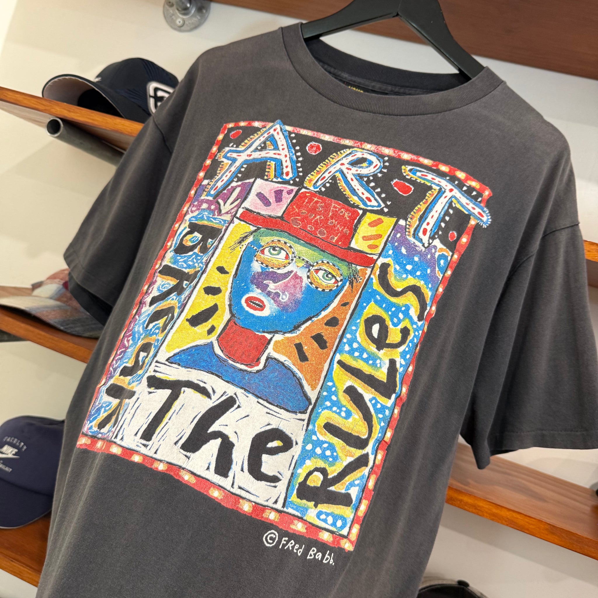 1990'S FRED BABB 'BREAK THE RULES' ART TEE - L/XL