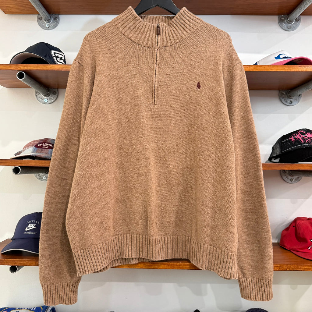 2010'S RALPH LAUREN PONY 1/4 ZIP KNIT SWEATER - XL