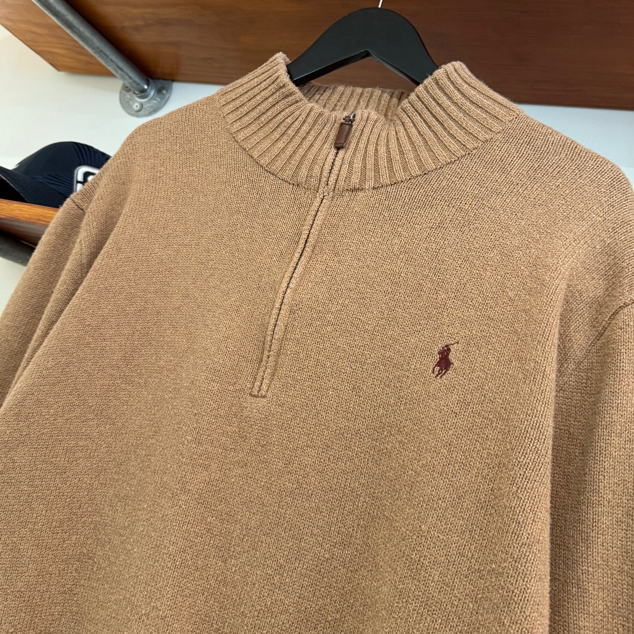 2010'S RALPH LAUREN PONY 1/4 ZIP KNIT SWEATER - XL