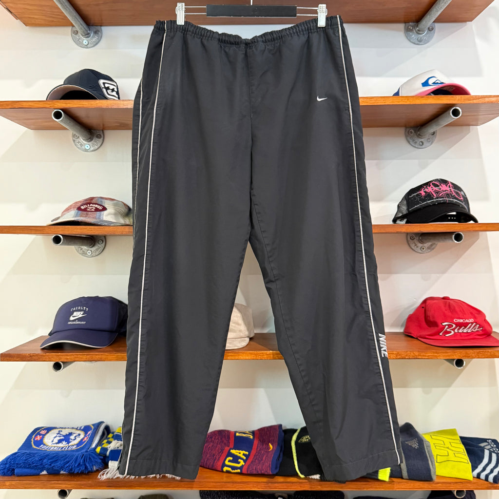 2000'S NIKE EMBROIDERED PIN-STRIPED TRACK PANTS - L